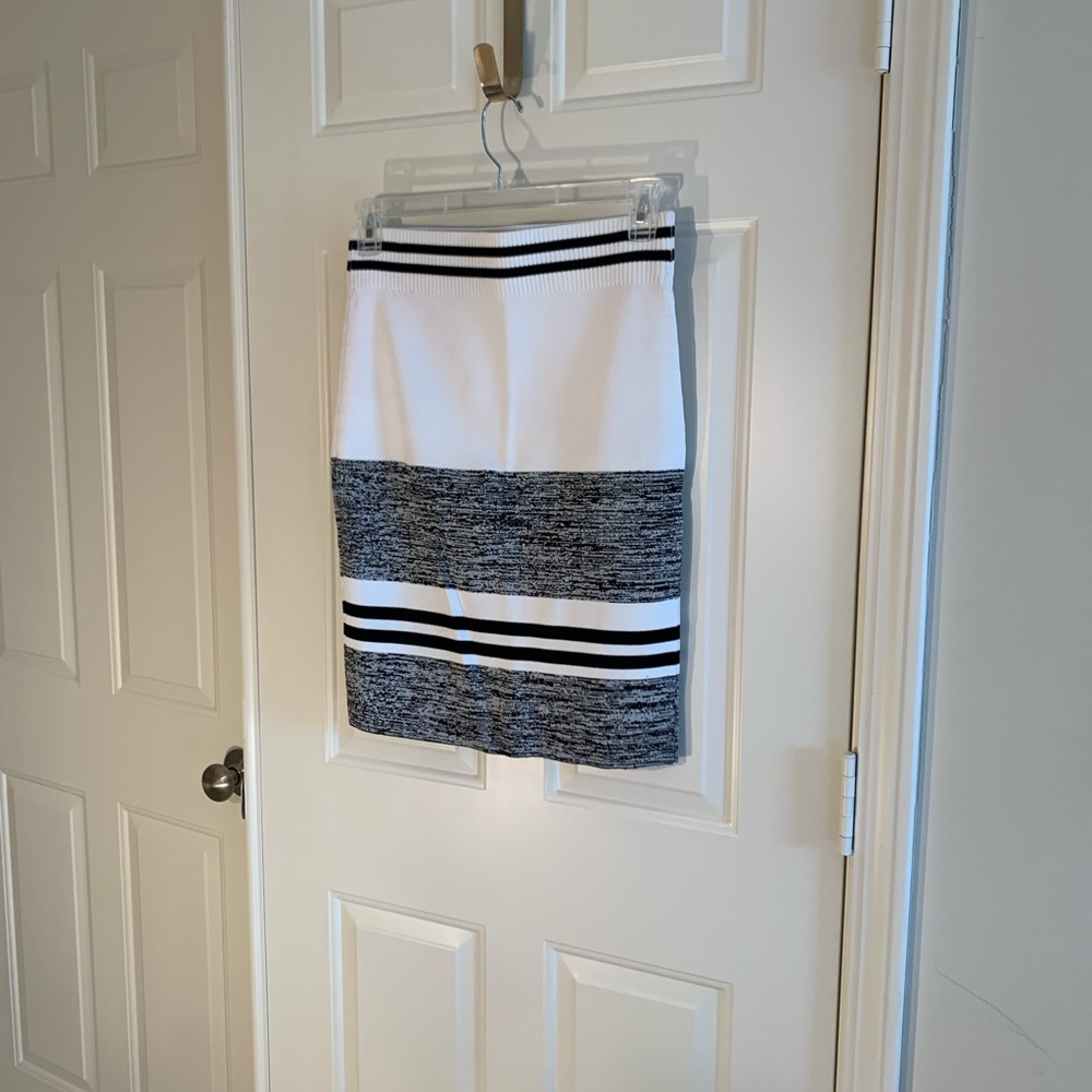 Calvin Klein white skirt with black stripes